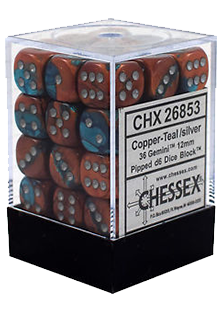 Chessex Gemini 36x12mm Dice Copper-Teal with Silve
